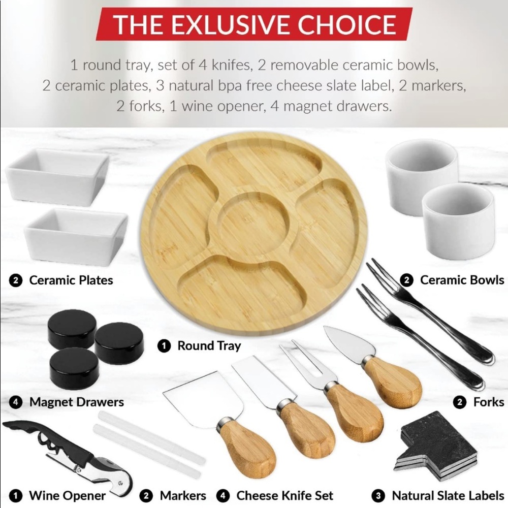 Premium bamboo cheeseboard set